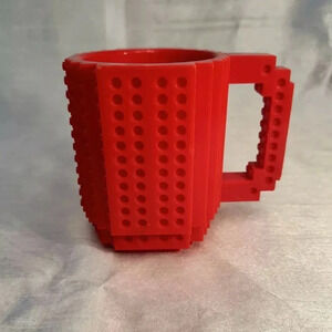 Think geek Lego Build Coffee Mug Cup 4.75" Tall 3.75” Wide Red